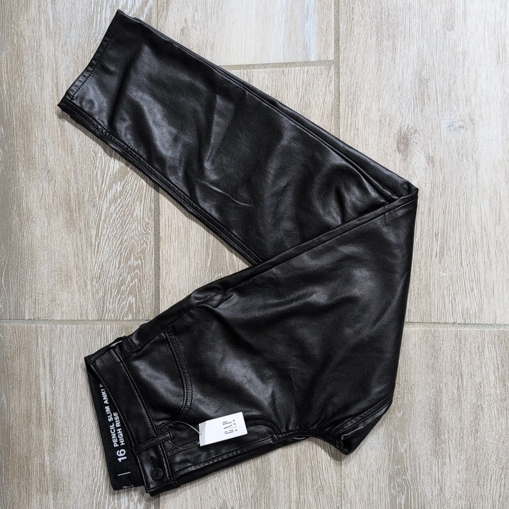 NWT Gap Kids Pencil Slim Ankle High Rise Faux Leather Pants | Girls Leather Pant
